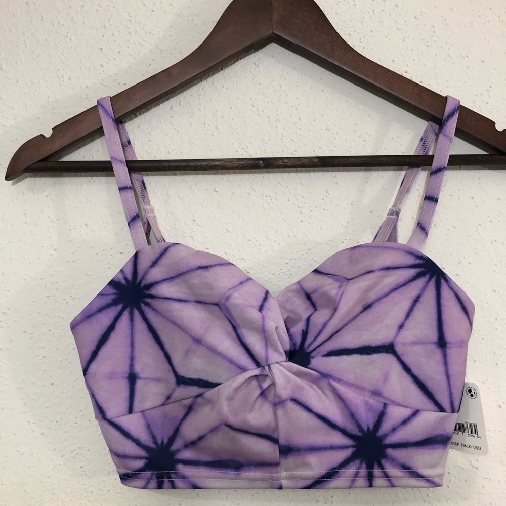 Free People Movement Purple Crop Top Size XS Yoga Double Take Cami Strap back